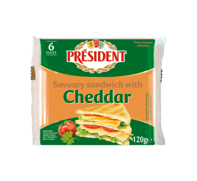 Brânză topită Cheddar felii